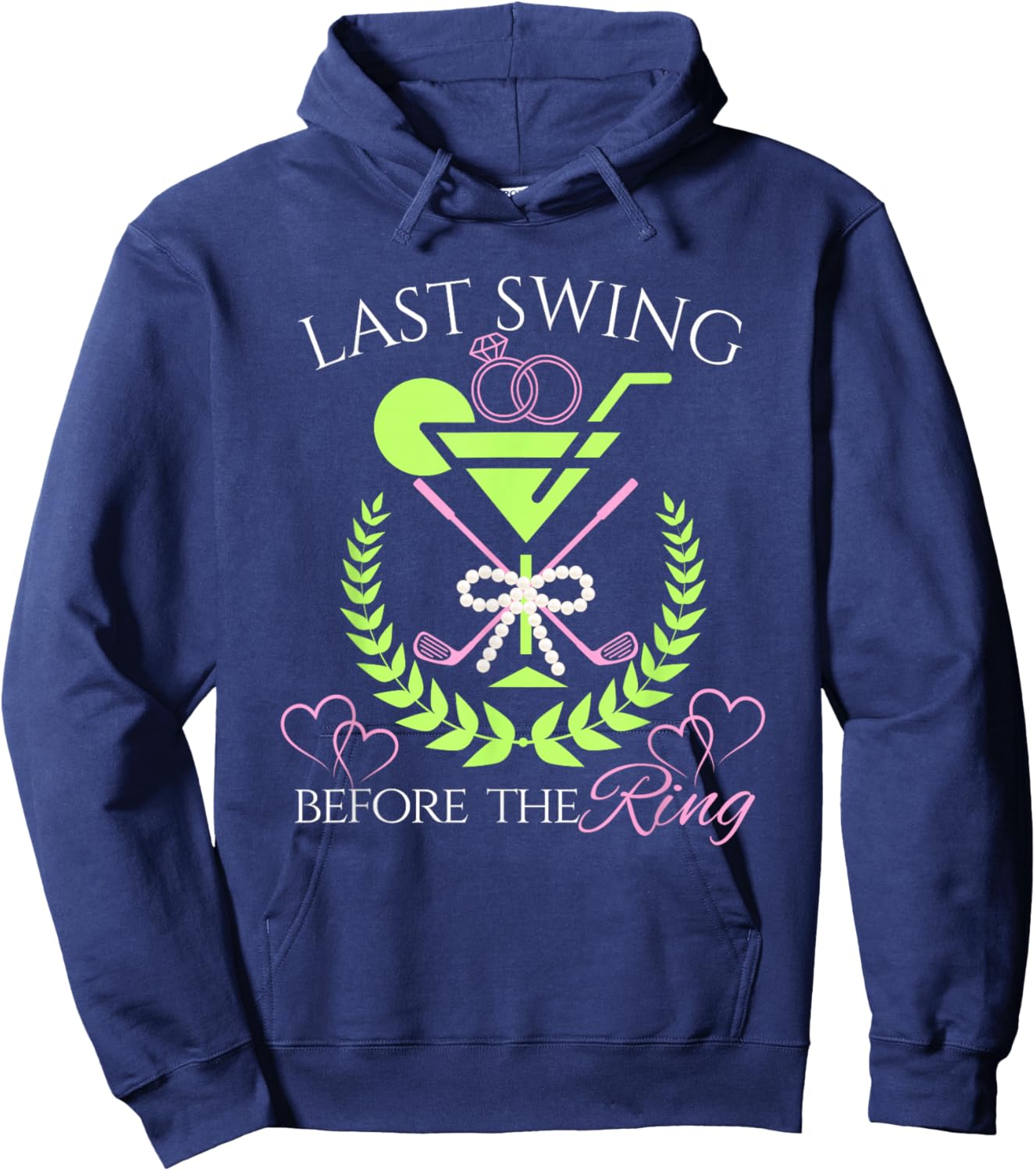 Golf Bride Last Swing Before The Ring Bachelorette Bow Hoodie - Hoodie | Navy
