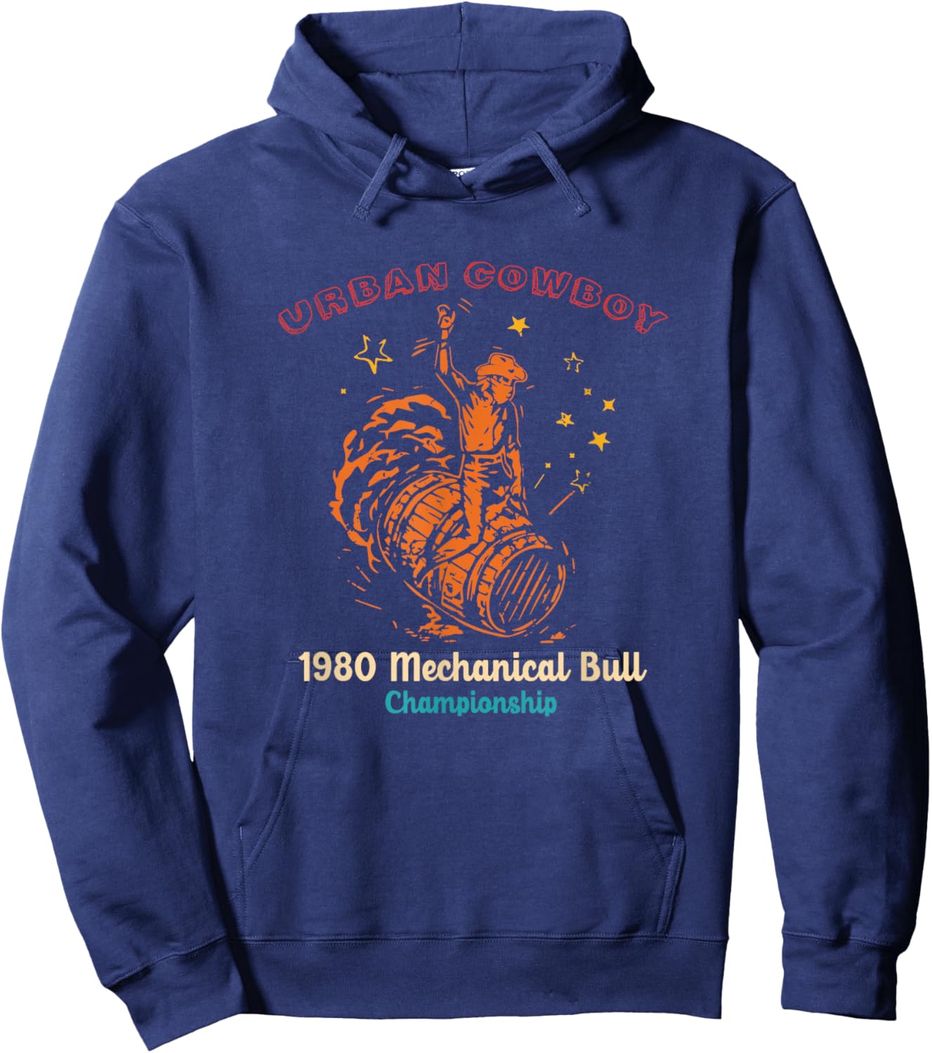 Urban-Cowboy 1980 Mechanical Bull Championship Design Hoodie - Hoodie | Navy