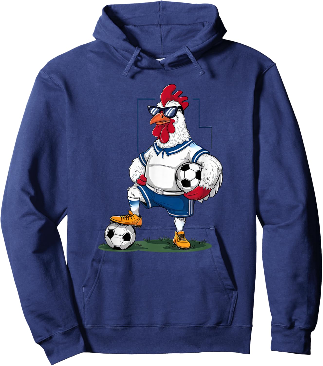 Funny Chicken Soccer Player Sports Design Hoodie - Hoodie | Navy