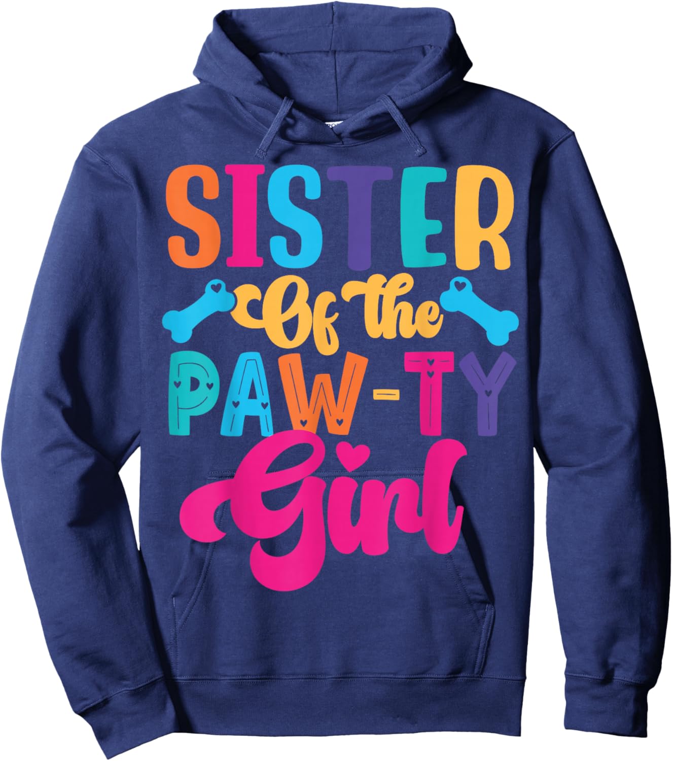 Sister Of The Birthday Girl Dog Paw Family Matching Party Hoodie - Hoodie | Navy