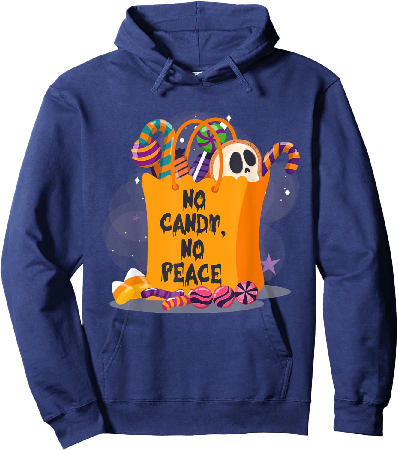 Halloween Costume NO CANDY NO PEACE Halloween Party Hoodie - Hoodie | Navy