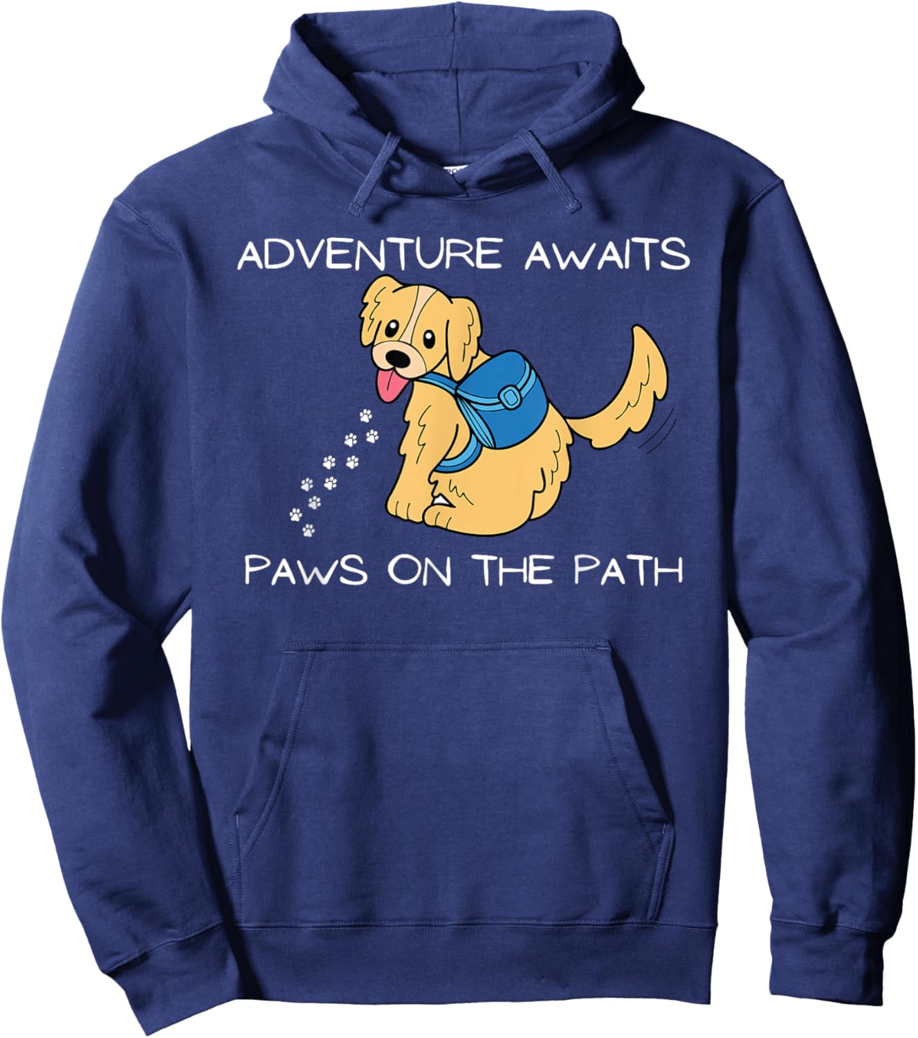 Adventure Awaits Paws on the Path Dog Hiking Shirt Hoodie - Hoodie | Navy