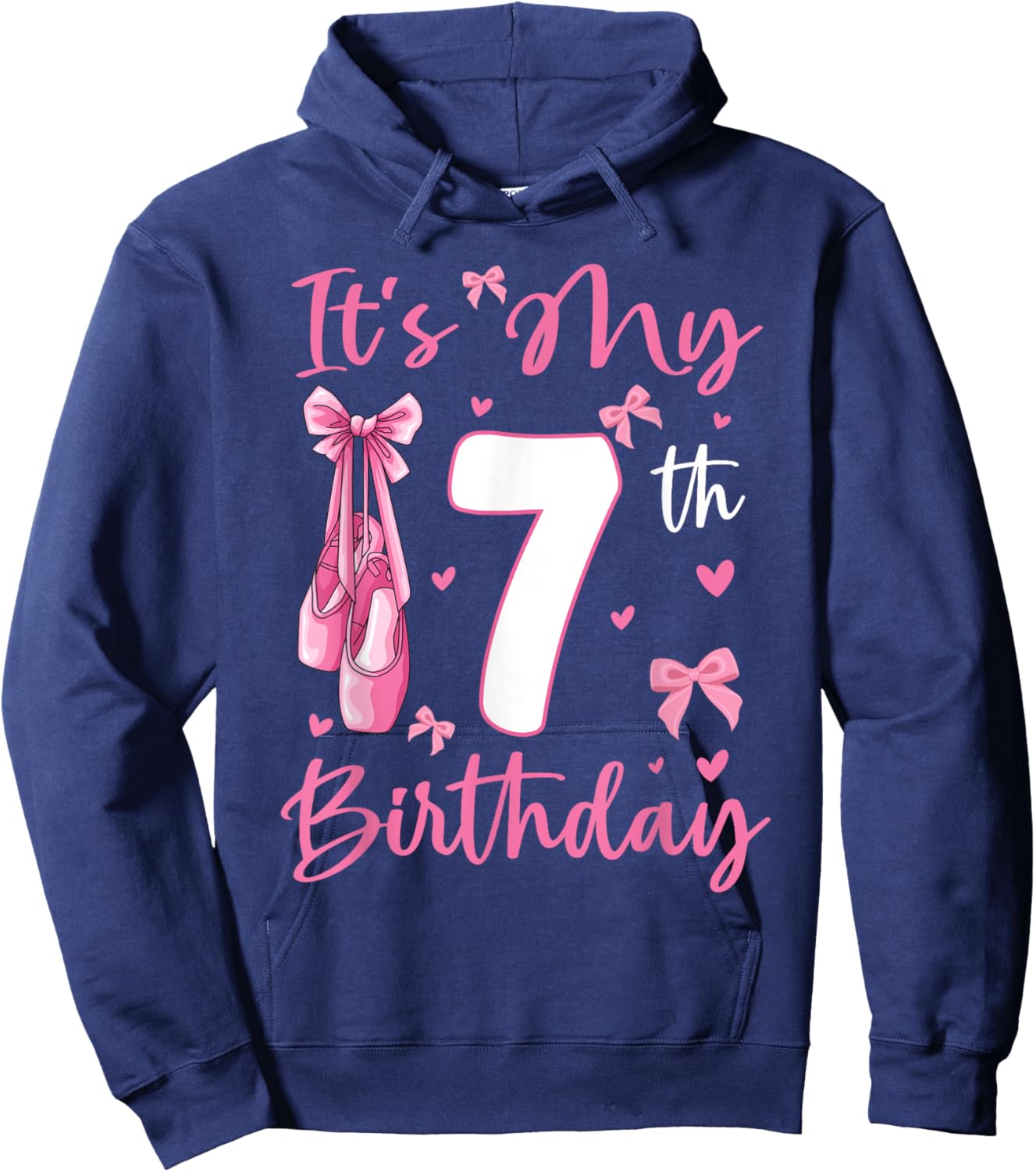It's My 7th Birthday Girl Ballerina 7 Year Old Party Hoodie - Hoodie | Navy