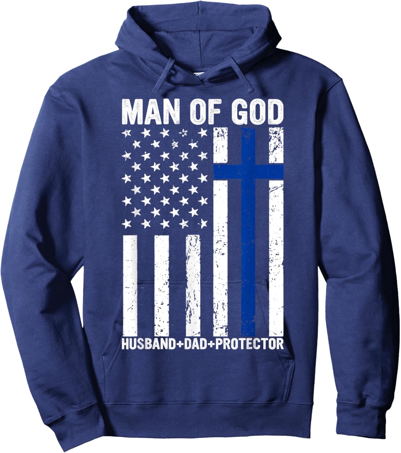 Christian Lovers Man of God Dad Jesus Faith Man of God Dad Hoodie - Hoodie | Navy