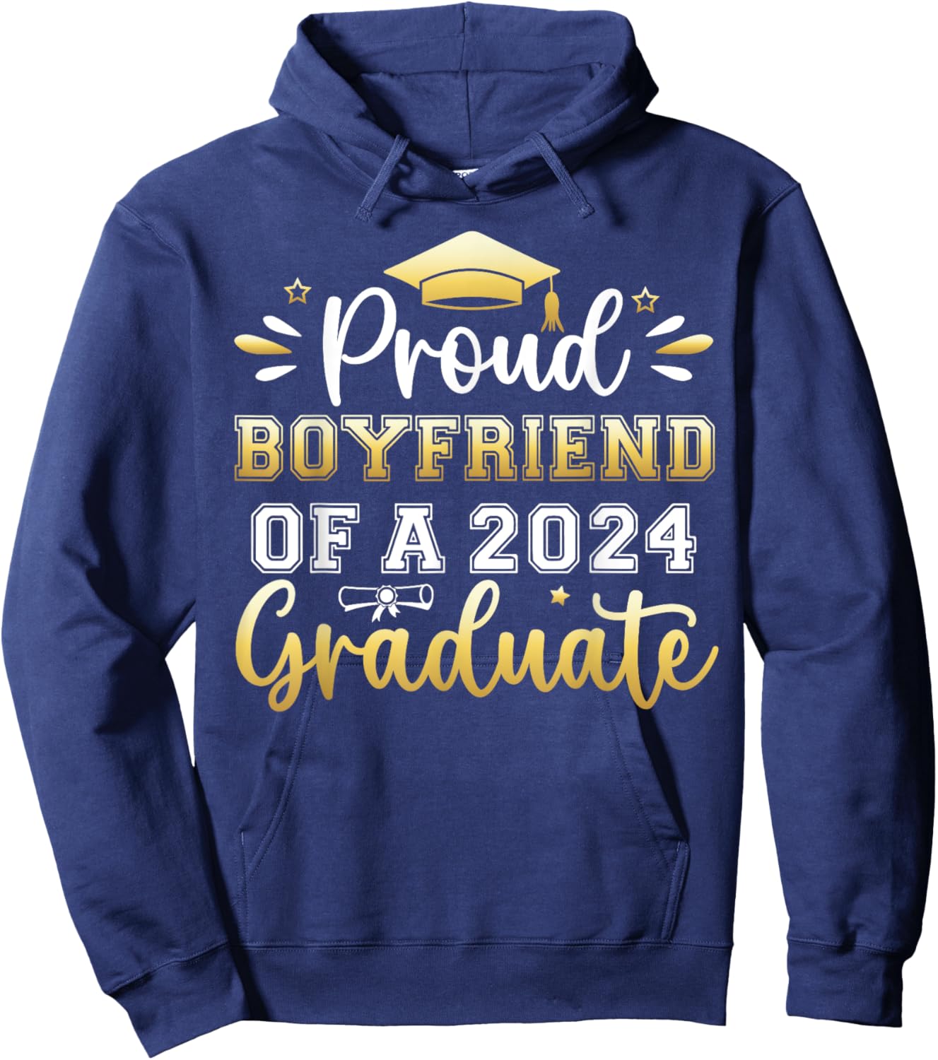 Proud Boyfriend of a 2024 Graduate Senior Graduation Men Hoodie - Hoodie | Navy