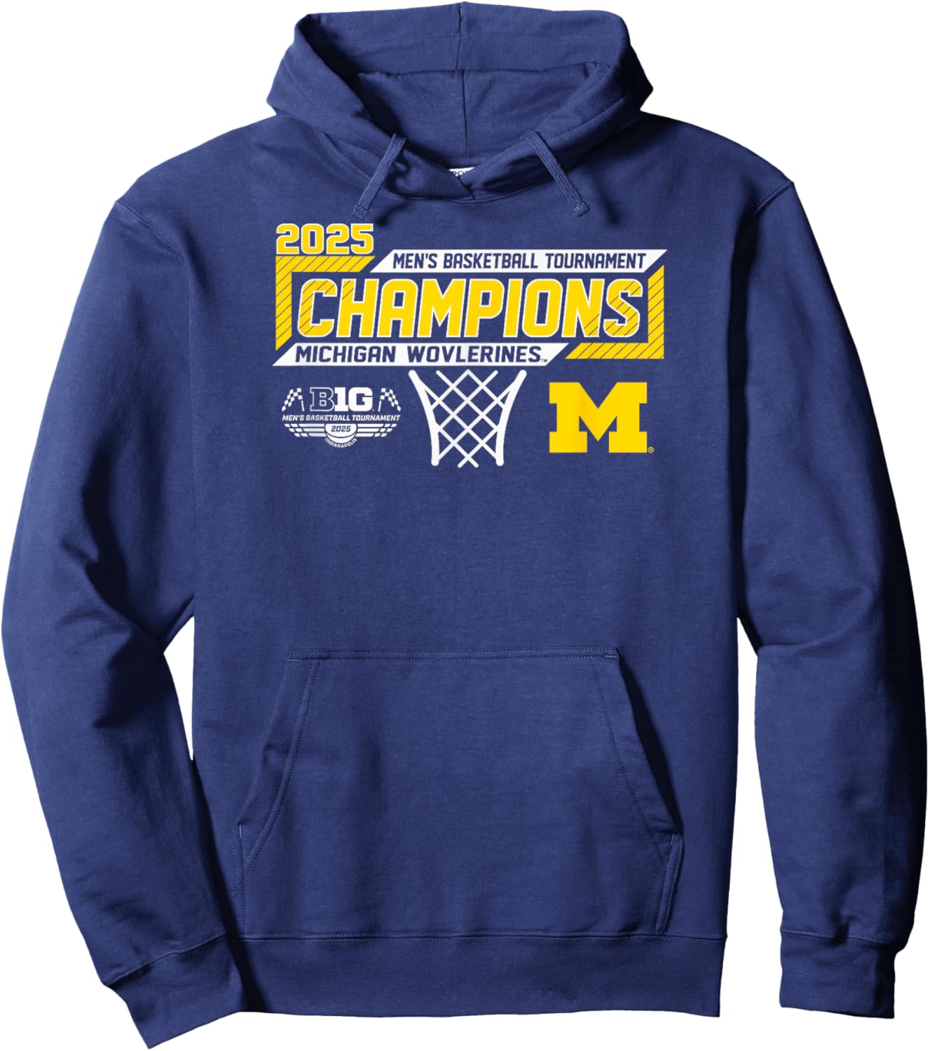 Michigan Wolverines Men's Basketball Big Ten Champs 2025 Hoodie - Hoodie | Navy