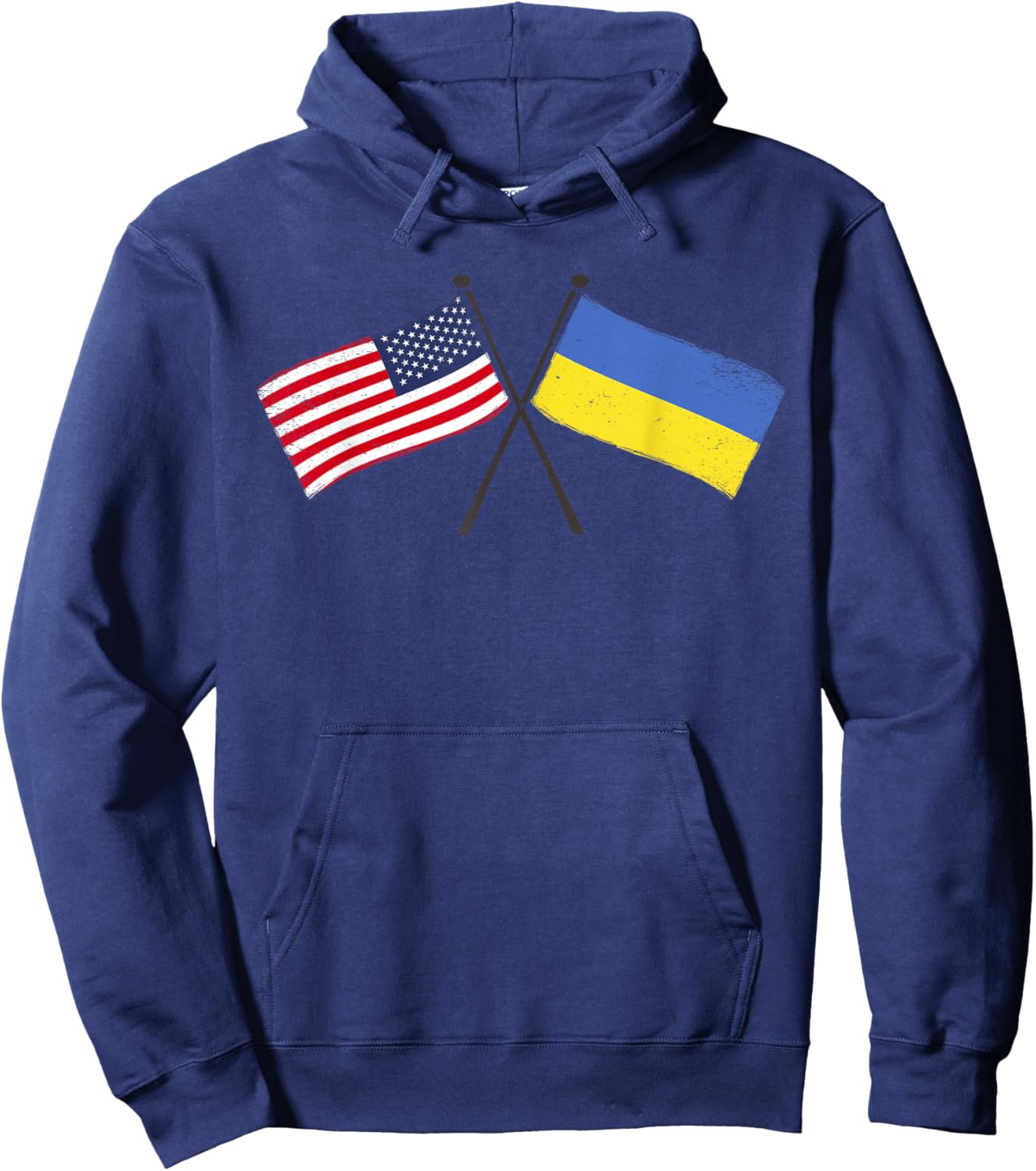 USA Ukraine Crossed Flags American Ukrainian Friendship Hoodie - Hoodie | Navy