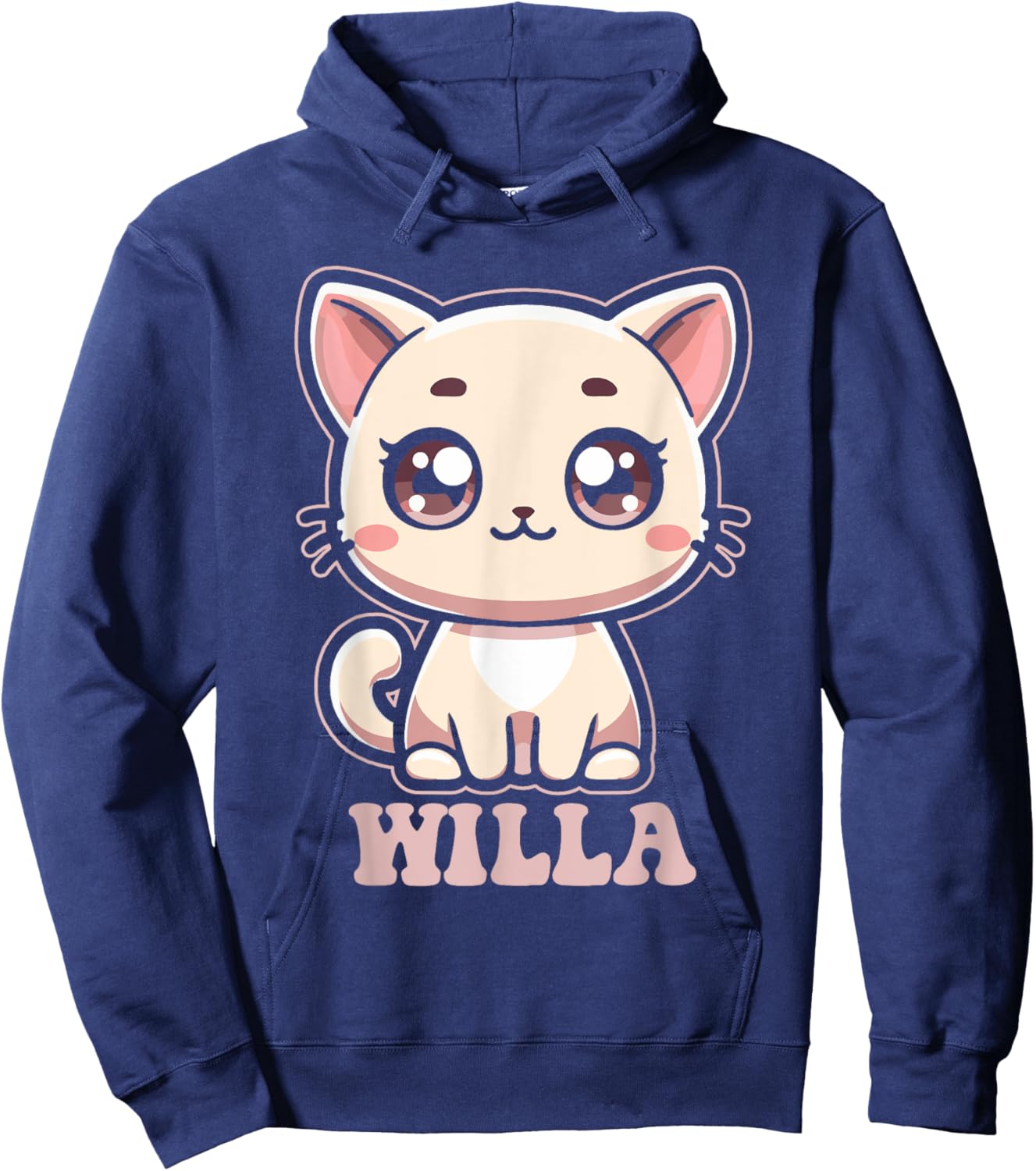 Willa Cute Kitty Cat Design for Girls Name Willa Hoodie - Hoodie | Navy