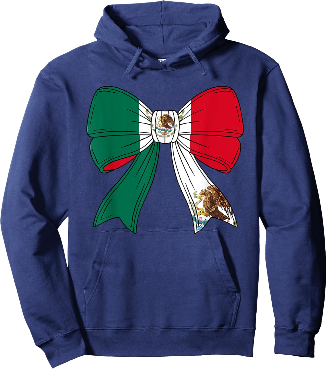 Cute Mexican Women Girls Mexicana Mexico Flag Coquette Bow Hoodie - Hoodie | Navy