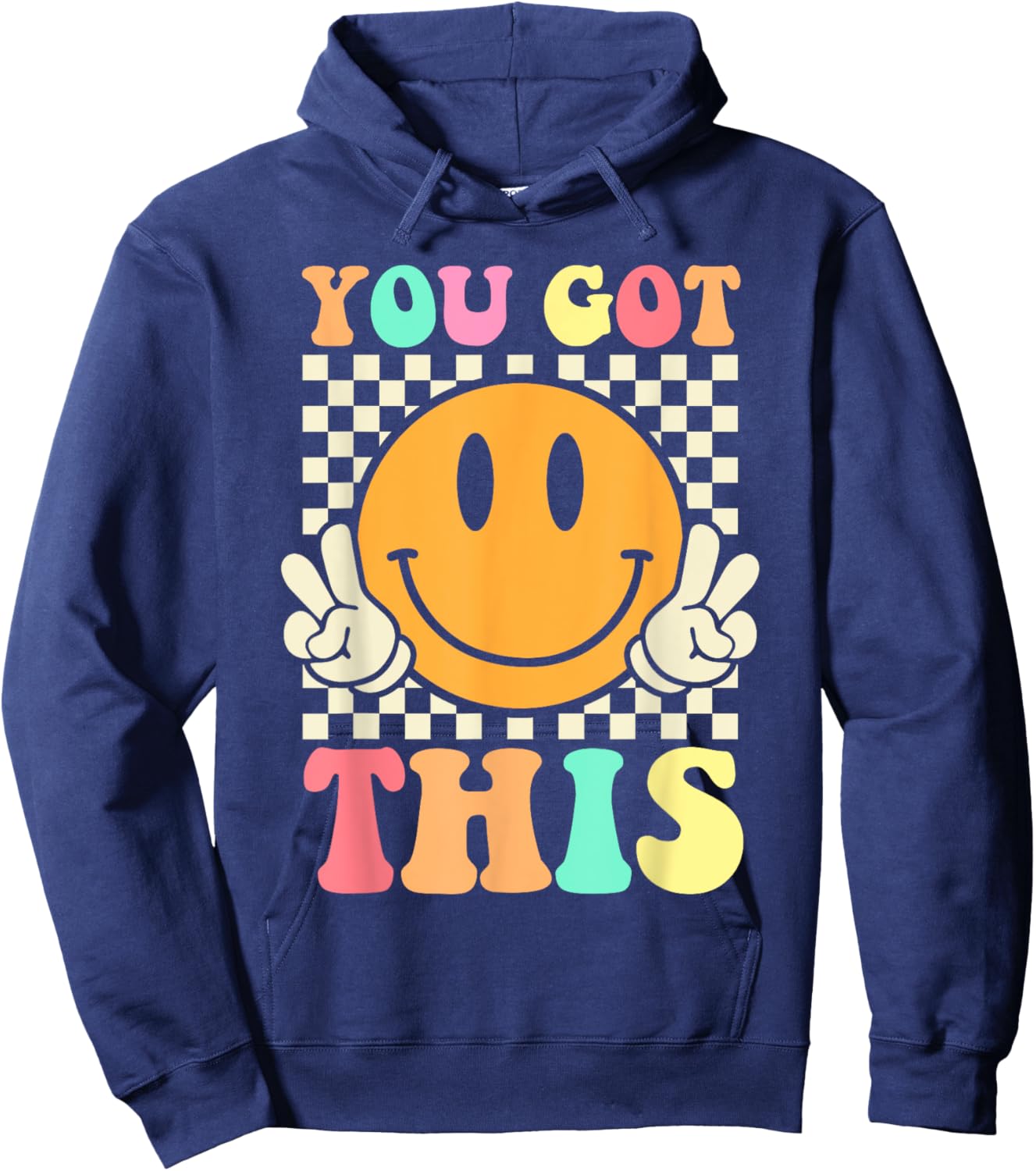 Groovy You Got This Smile Face Testing Day Teacher Hoodie - Hoodie | Navy
