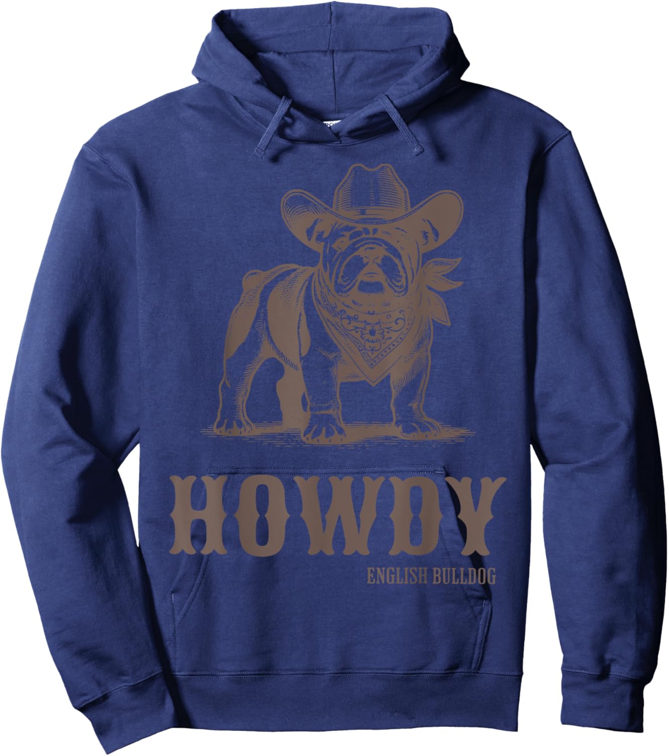 Vintage Howdy English Bulldog Western Country Cowboy Cowgirl Hoodie - Hoodie | Navy