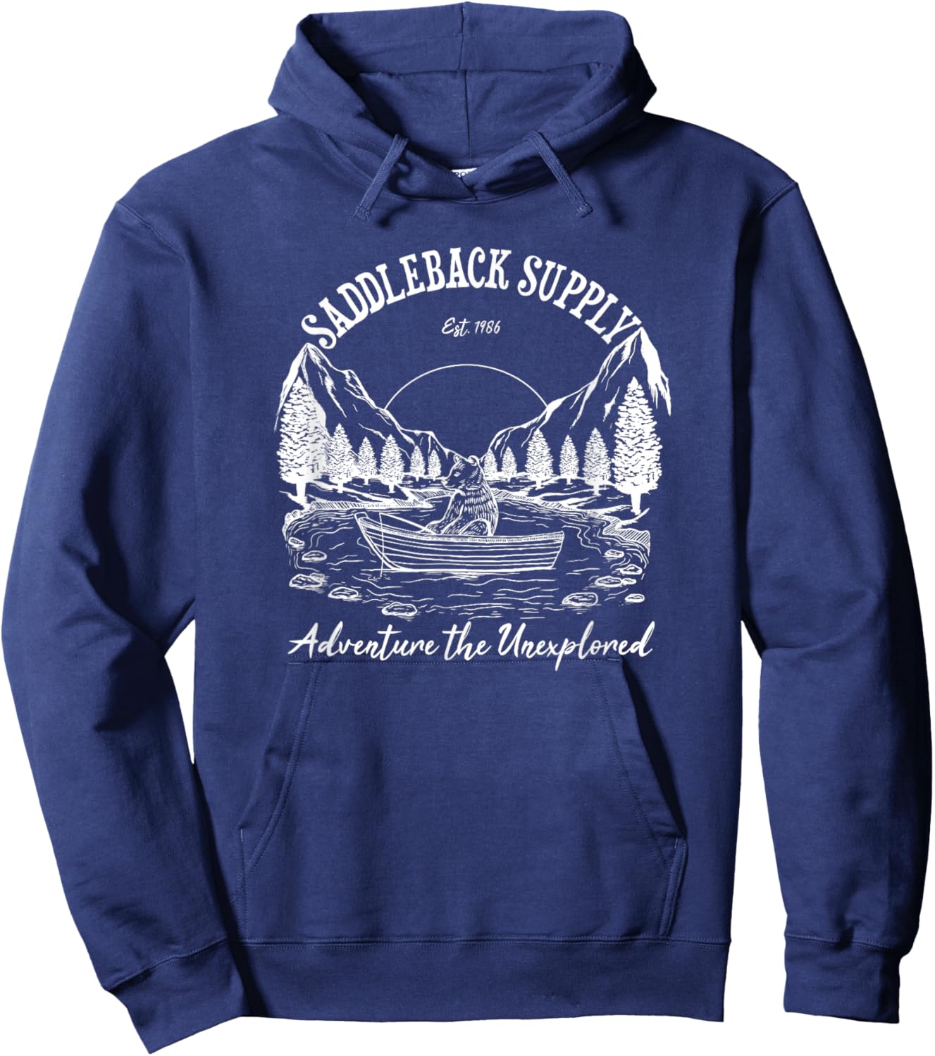 Saddleback Fishing Bear Logo Western Graphic Hoodie - Hoodie | Navy