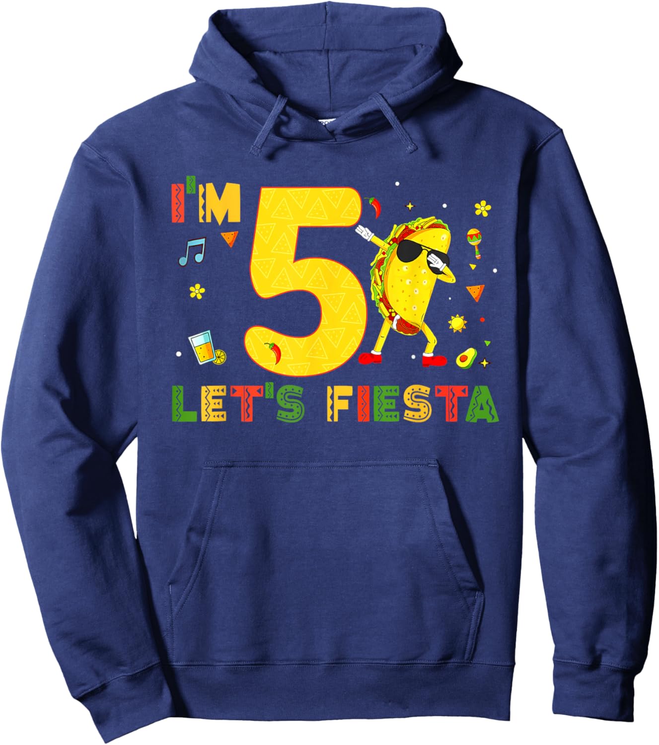 I'm 5 Let's Fiesta Dabbing Taco Cinco De Mayo 5th Birthday Hoodie - Hoodie | Navy