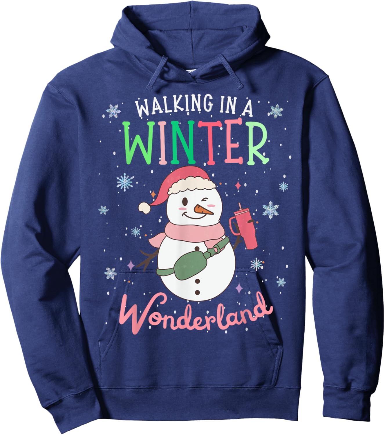 Walking In A Winter Wonderland Snowman Funny Ugly Christmas Hoodie - Hoodie | Navy