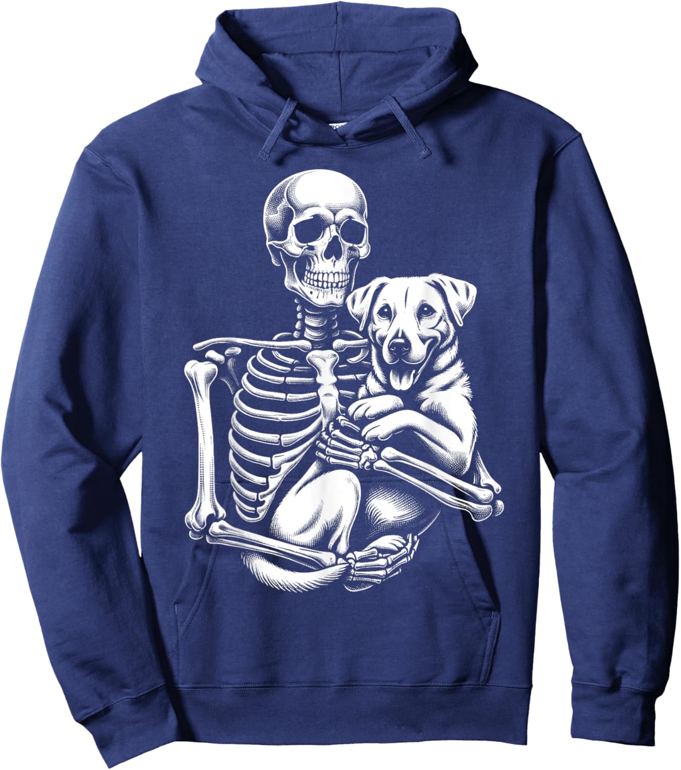 Skeleton Holding A Dog Funny Lazy Halloween Costume Skull Hoodie - Hoodie | Navy