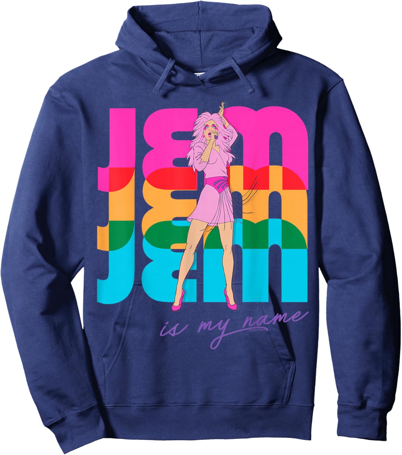 Jem and The Holograms Jem is My Name Colorful Silhouettes Hoodie - Hoodie | Navy