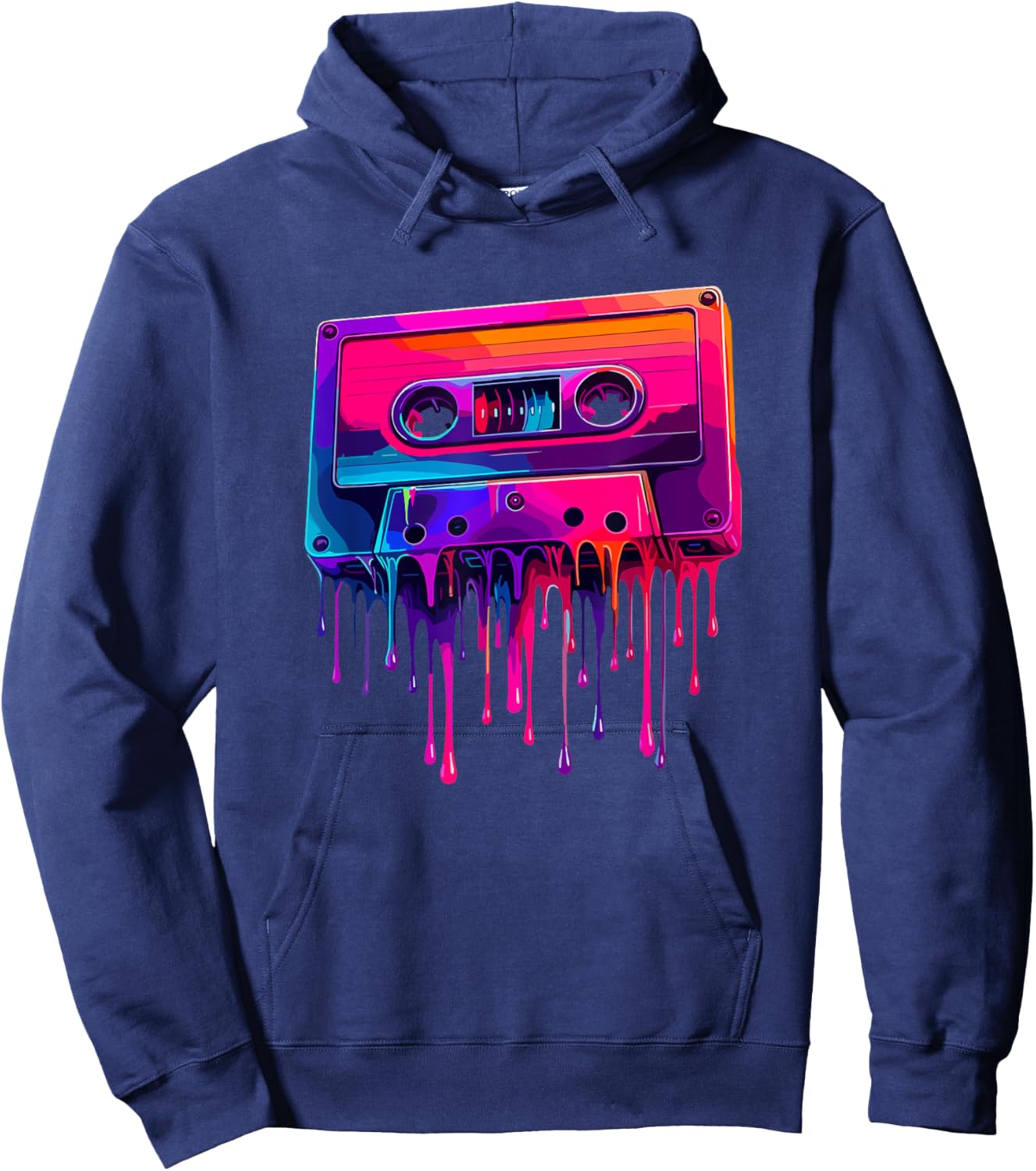 Dripping Paint Art Cassette Player Music Tape Recorder Hoodie - Hoodie | Navy