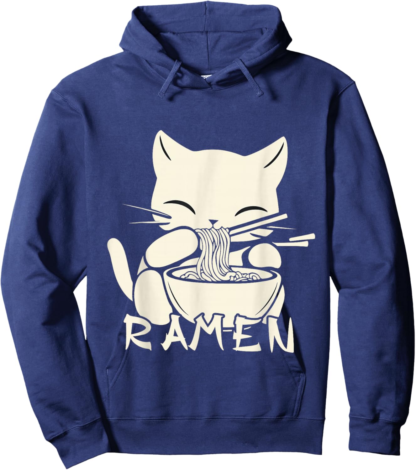 Kawaii Noodles Soup Anime Japanese Ramen Cat Teens Girls Hoodie - Hoodie | Navy