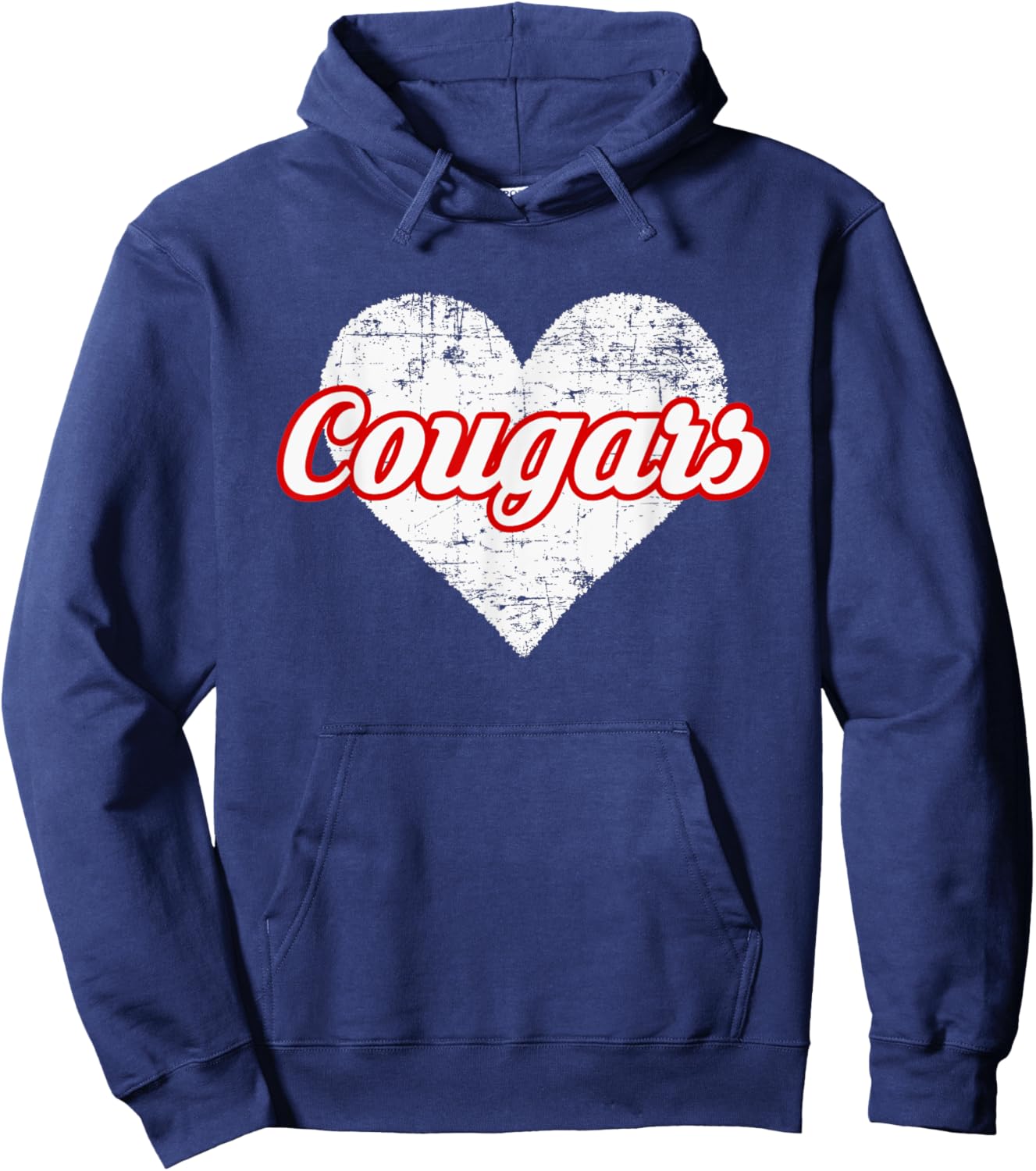 Hazleton Area Cougars Over Heart Hoodie - Hoodie | Navy