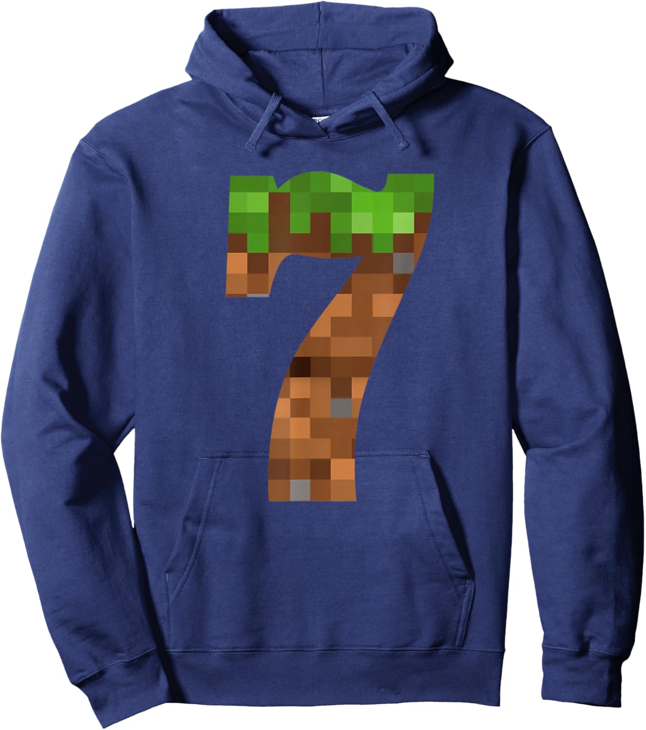 Pixel 7yr Birthday Number Seven 7 Year Old 7th Video Gamer Hoodie - Hoodie | Navy