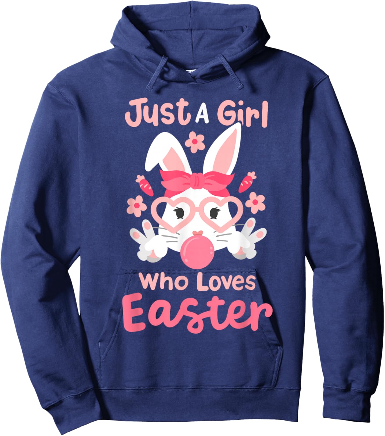 A Girl Who Loves Easter Cute Bunny Family Matching Kids Hoodie - Hoodie | Navy
