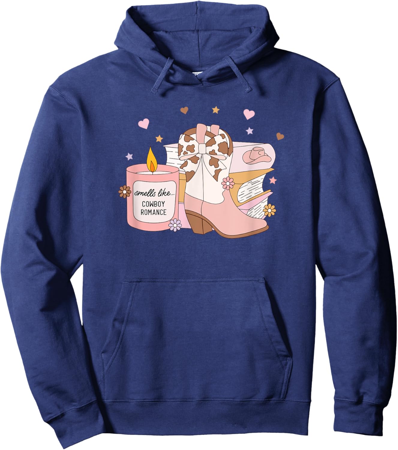 Smells Like Cowboy Romance, Funny Book Lover Hoodie - Hoodie | Navy