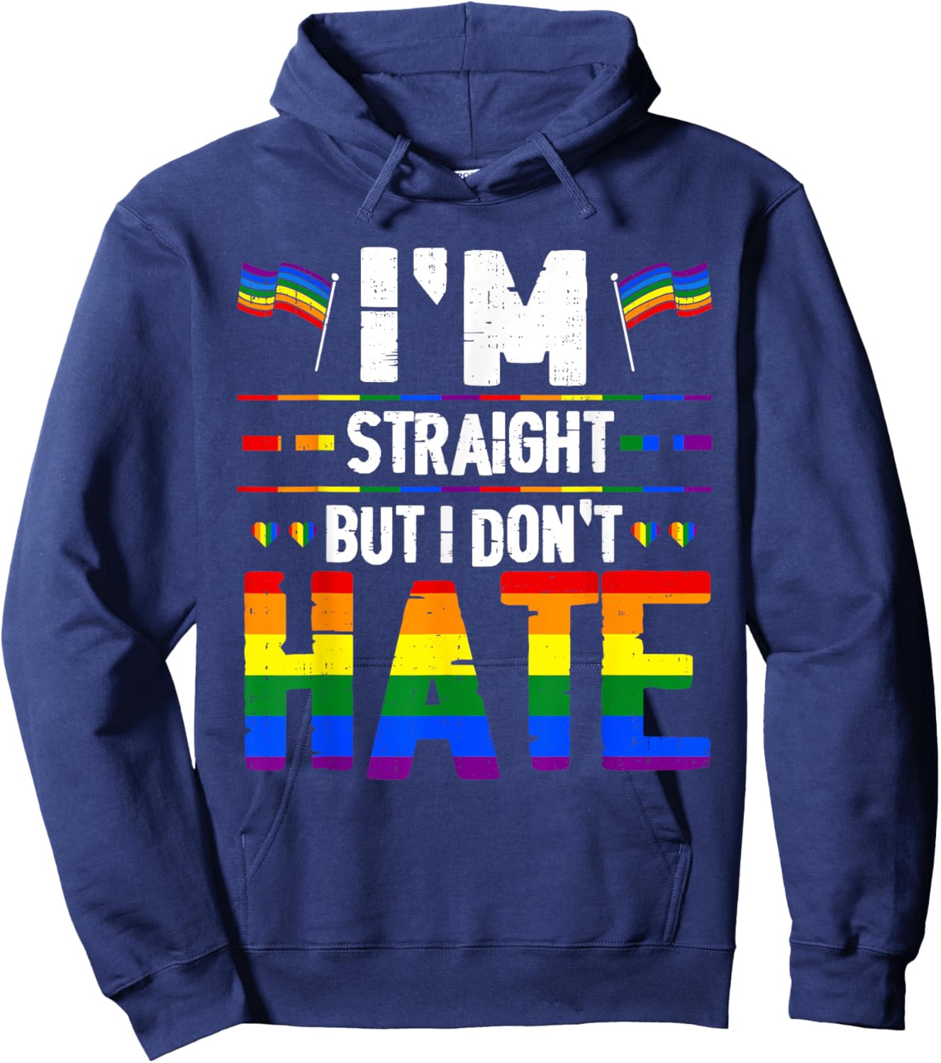 I'm Straight Equality Rainbow LGBTQ Lesbian Gay Pride Ally Hoodie - Hoodie | Navy