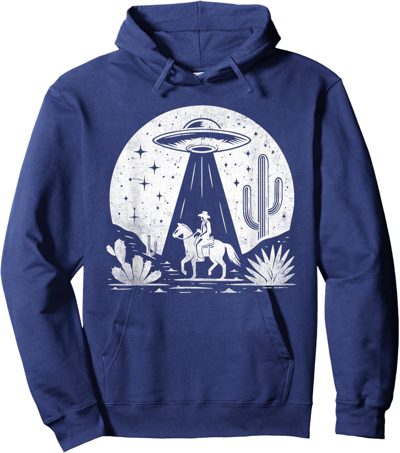 UFO Western Retro Vintage Cowboy Western Rodeo Howdy Alien Hoodie - Hoodie | Navy