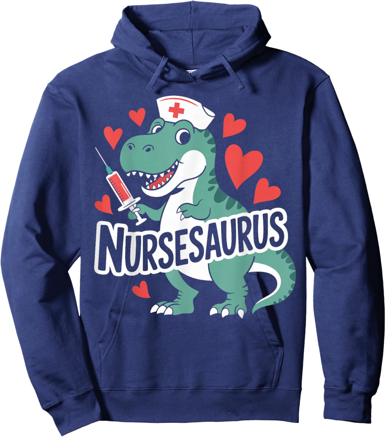 Nursesaurus Funny Dinosaur Nurse Gifts for RN CNA LPN Women Hoodie - Hoodie | Navy
