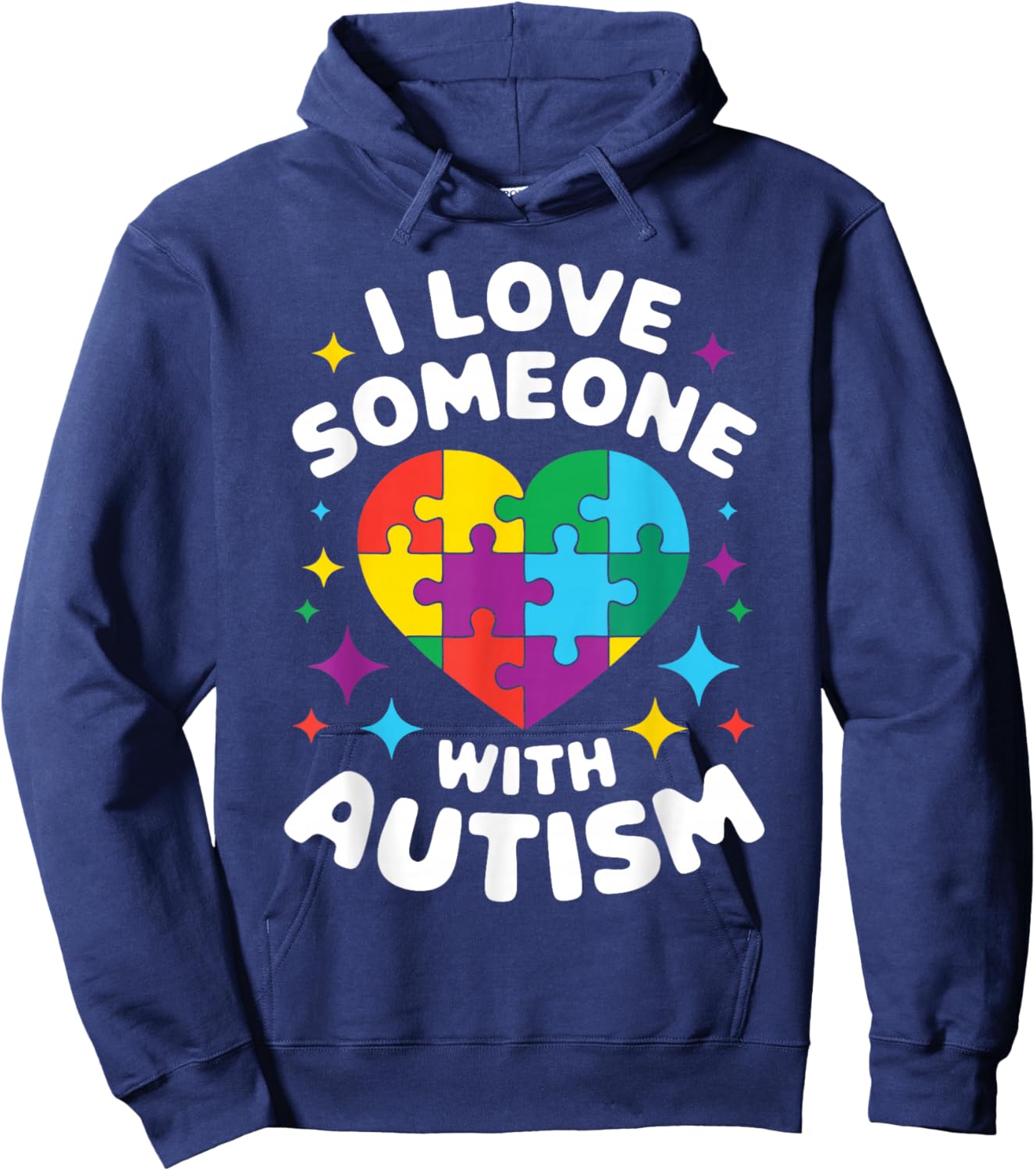 I Love Someone with Autism Awareness Heart Men Women Kids Hoodie - Hoodie | Navy