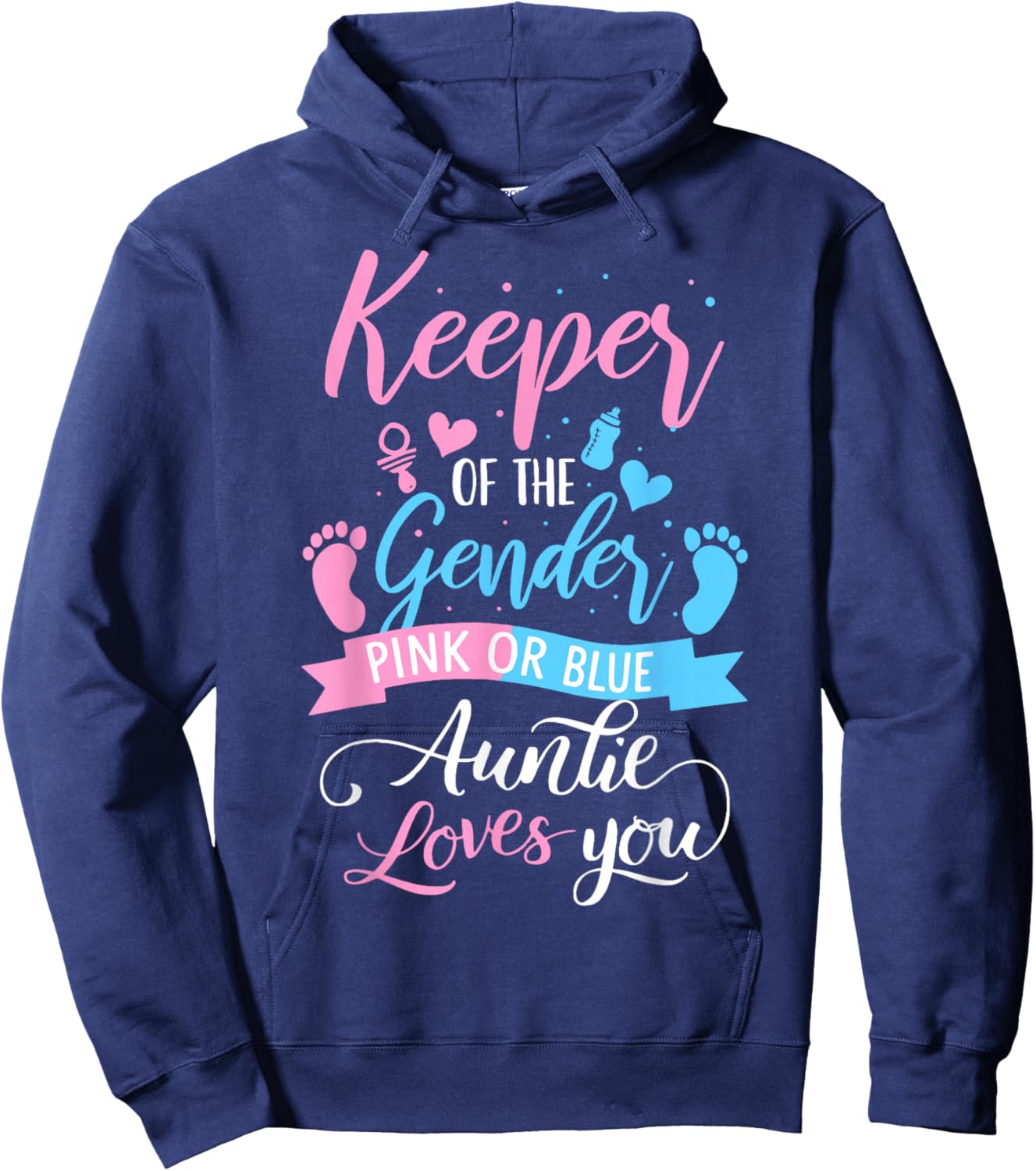 Keeper of The Gender Loves Aunt You Auntie Baby Announcemen Hoodie - Hoodie | Navy