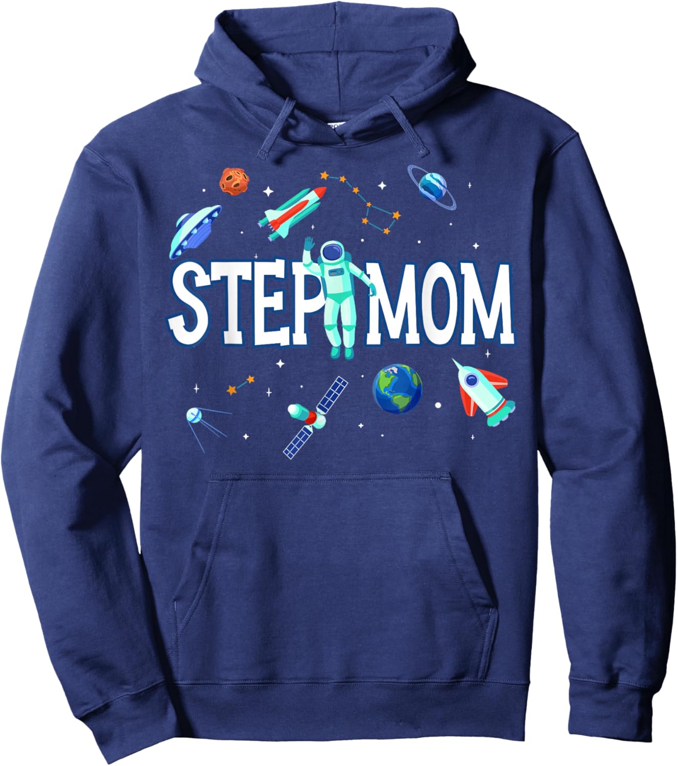 Step Mom Astronaut Space Family Matching Birthday Party Hoodie - Hoodie | Navy