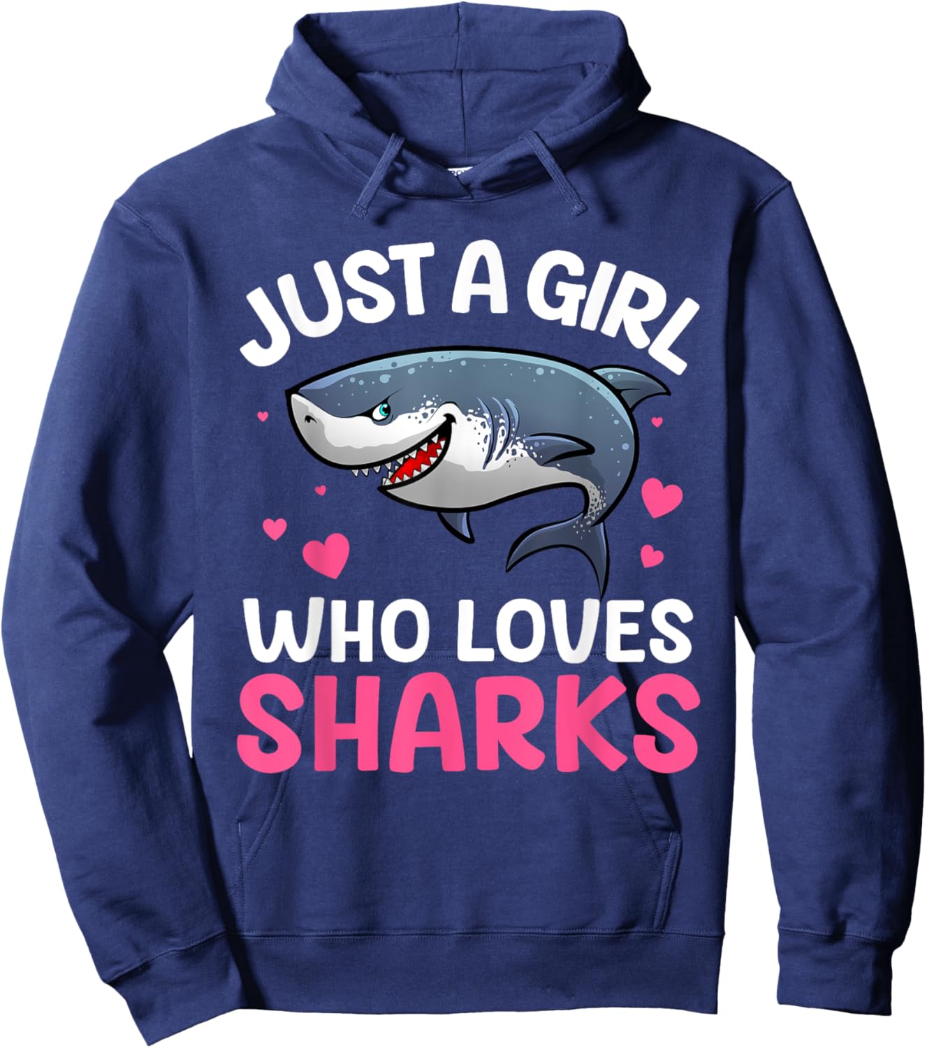 Cool Shark Art Girls Kids Shark Themed Shark Lover Hoodie - Hoodie | Navy