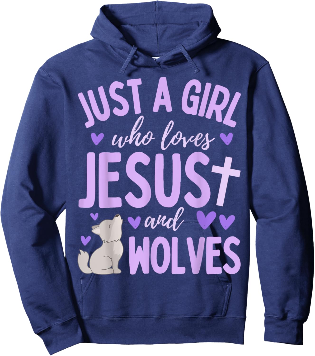 Just A Girl Who Loves Jesus and Wolves Christian Funny Hoodie - Hoodie | Navy