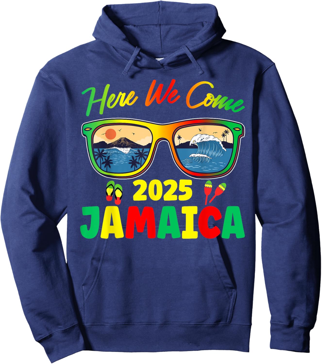 Jamaica 2025 Here We Come Matching Family Dream Vacation Hoodie - Hoodie | Navy