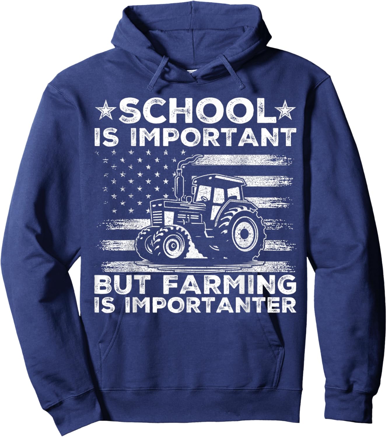 School Is Important But Farming Is Importanter Funny Tractor Hoodie - Hoodie | Navy