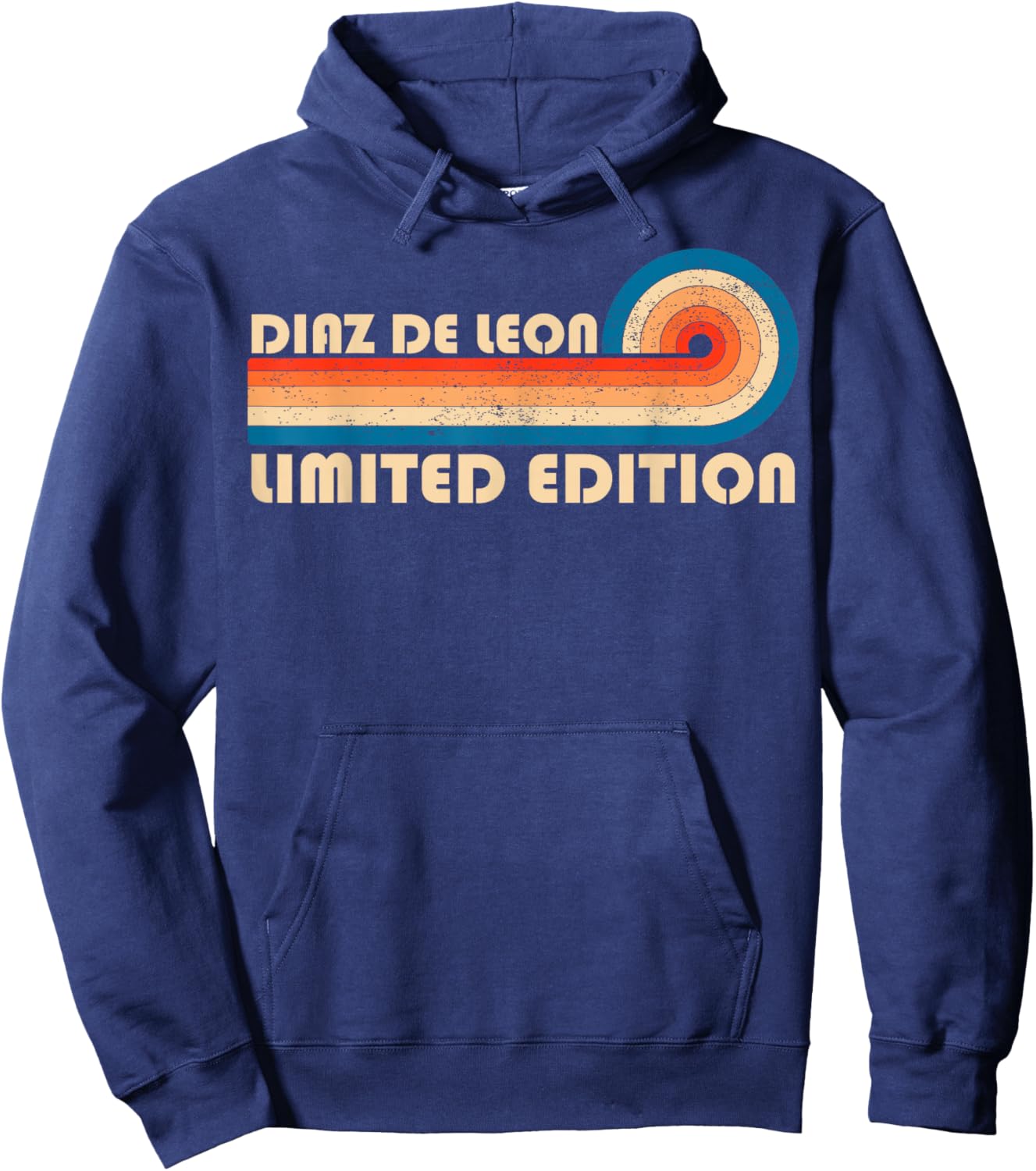 Diaz DE Leon Retro 70s 80s Sunset Stripe Hoodie - Hoodie | Navy