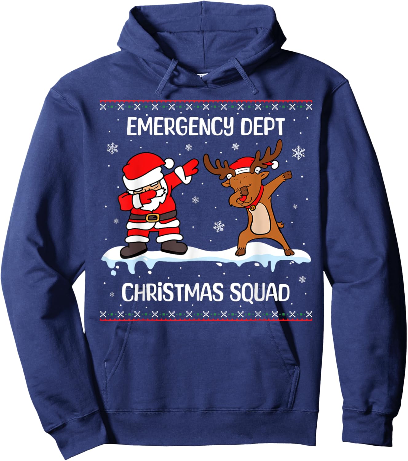 Emergency Christmas Squad Dabbing Santa Reindeer ER Nurse Hoodie - Hoodie | Navy