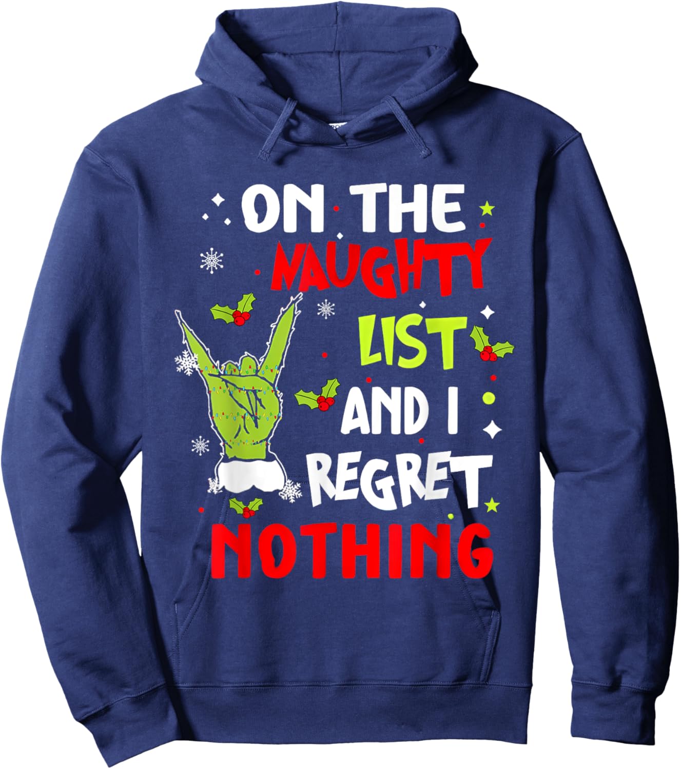 Groovy Christmas Shirts Pajamas Pjs Funny On The List Of Naughty And I Regret Nothing Christmas Hoodie - Hoodie | Navy
