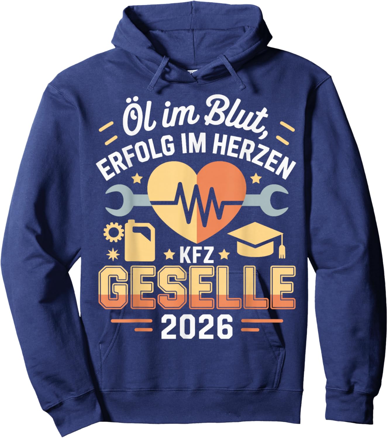 with German Text "Kfz Azubi Ausbildung bestandene Gesellenprüfung Geselle" 2026 Hoodie - Hoodie | Navy