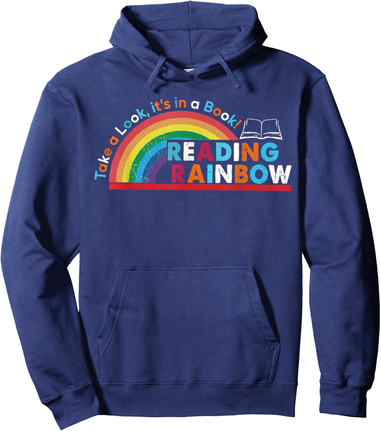 Take A Look A Book Vintage Reading Librarian Rainbow Hoodie - Hoodie | Navy