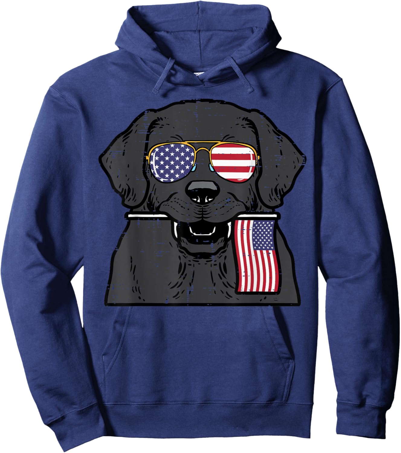 4th July Dog Labrador US Flag Patriotic Pet Men Women Kids Hoodie - Hoodie | Navy