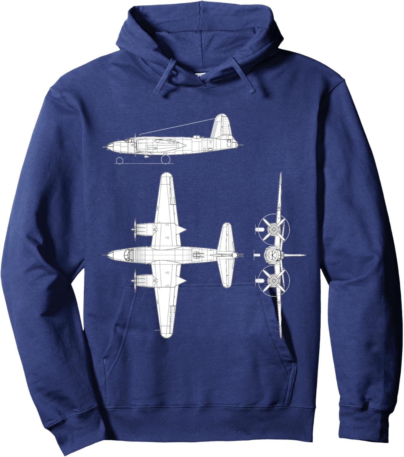 Martin B-26 Marauder WW2 Bomber Airplane Blueprint Hoodie - Hoodie | Navy