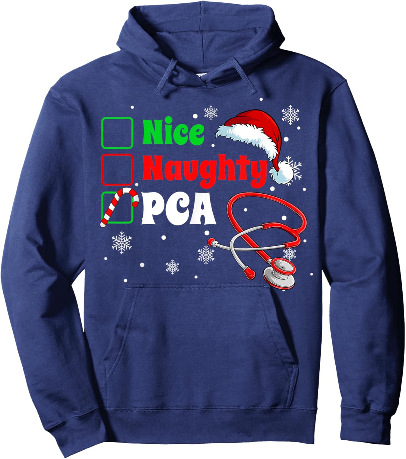 Scrub Top Men Women Xmas Hoodie - Hoodie | Navy
