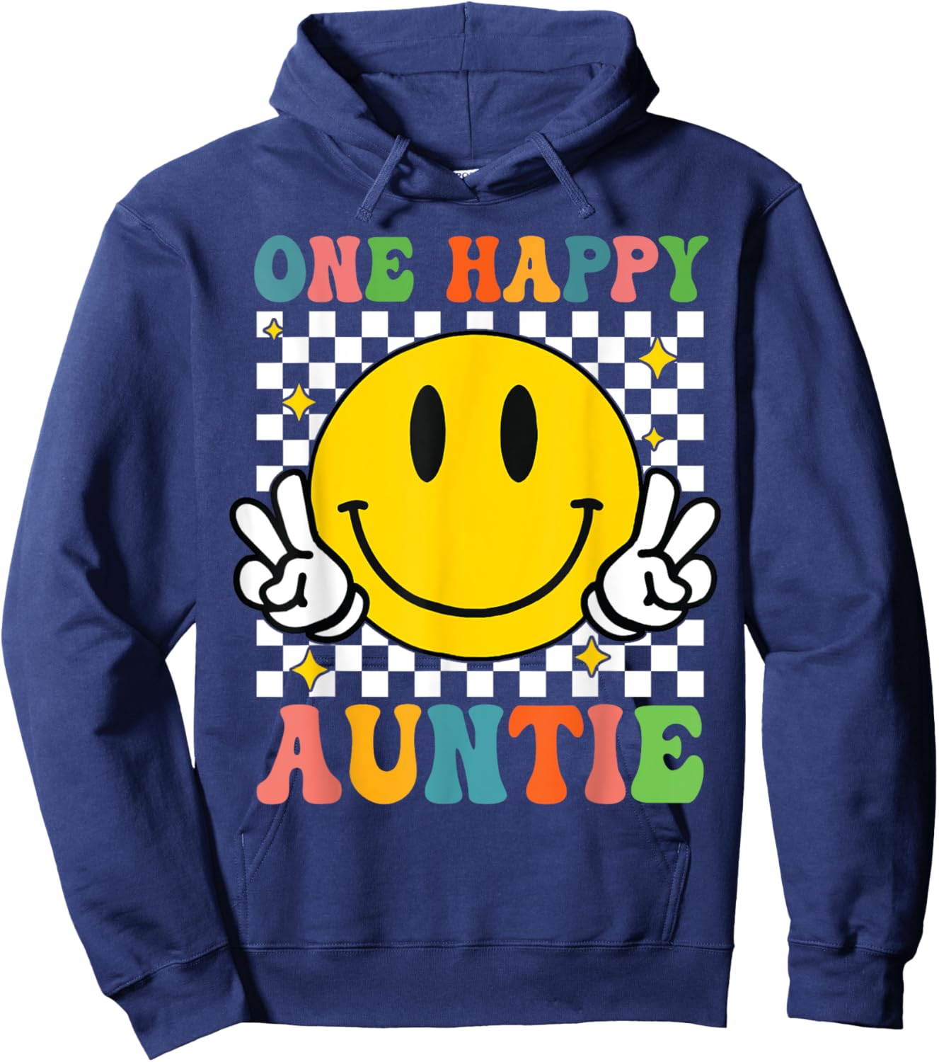 One Happy Dude Auntie happy face 1st Birthday Family Hoodie - Hoodie | Navy