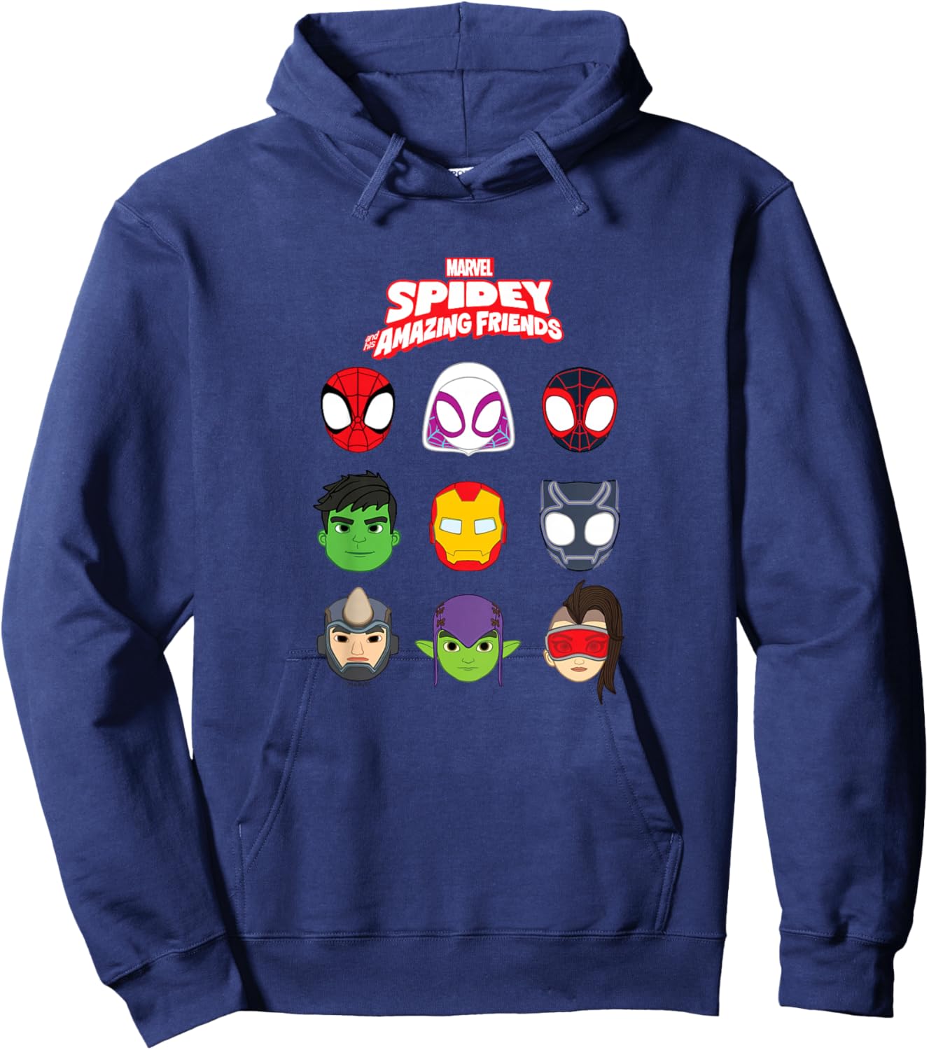 Kids Spidey And His Amazing Friends - Faces Grid Hoodie - Hoodie | Navy