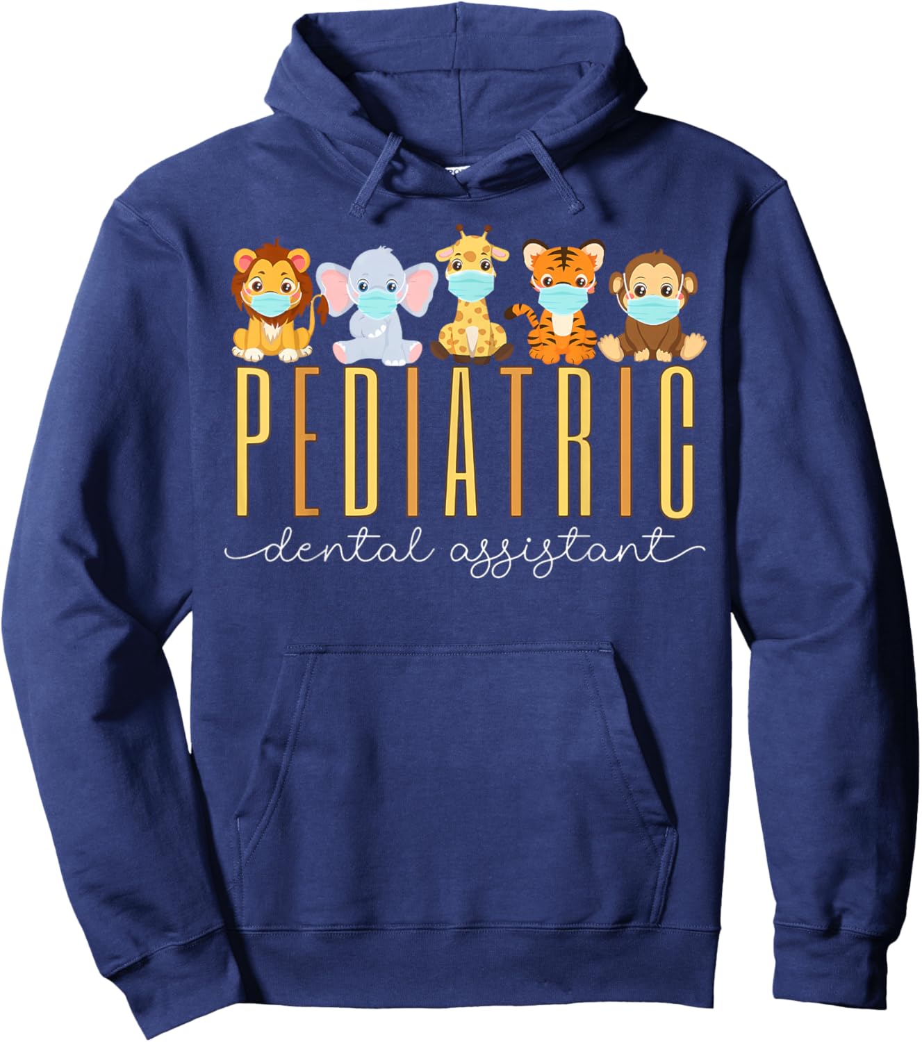 Pediatrics Dental Assistant Cute Jungle Animals Peds Dental Hoodie - Hoodie | Navy