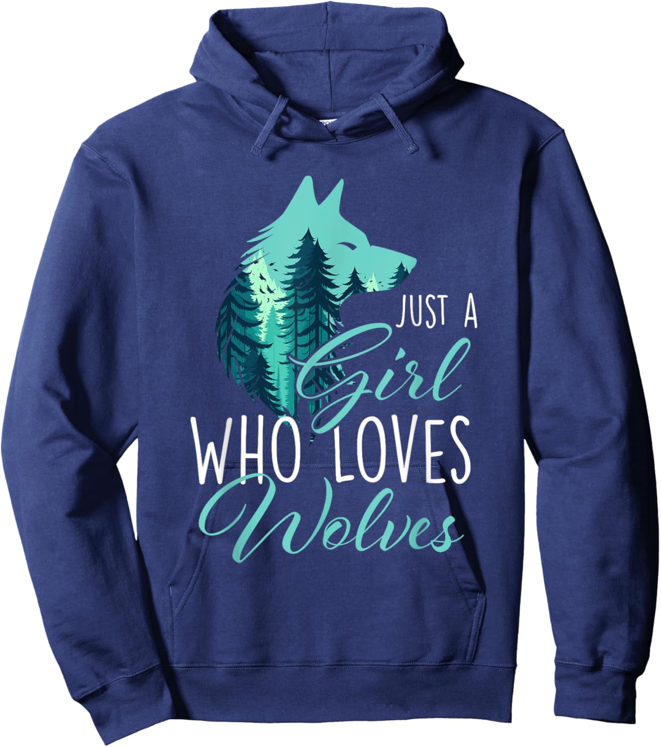 Just A Girl Who Loves Wolves - Wolf Lover Wildlife Animal Hoodie - Hoodie | Navy