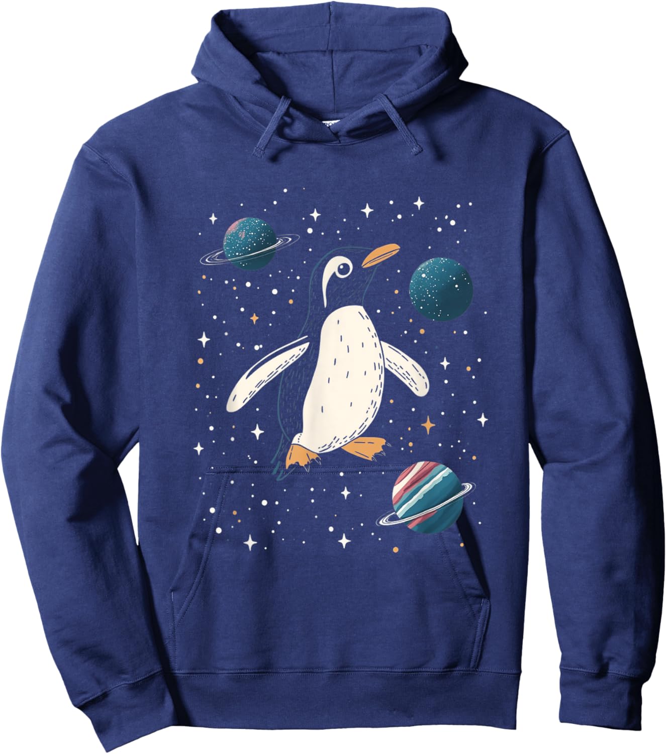 Penguin in Space Cartoon Art Hoodie - Hoodie | Navy