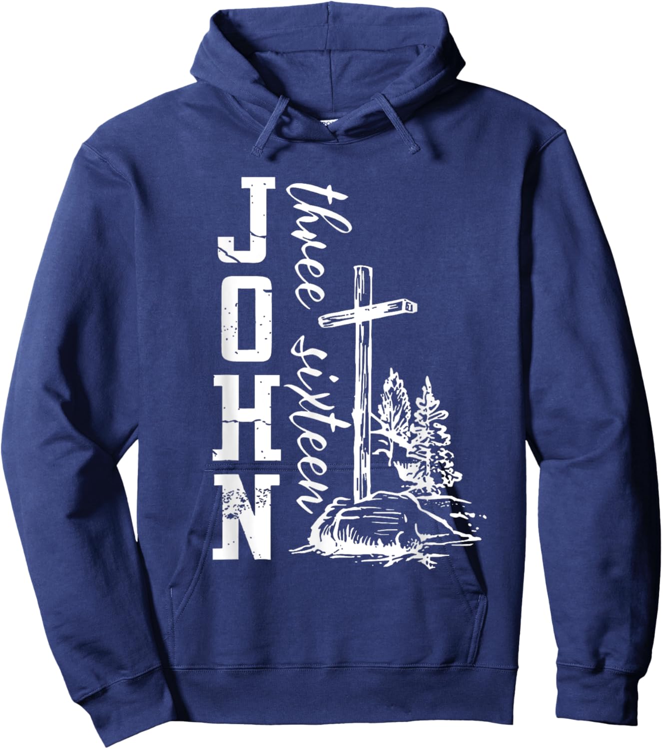 John 3:16 Christian Cross Bible Hoodie - Hoodie | Navy